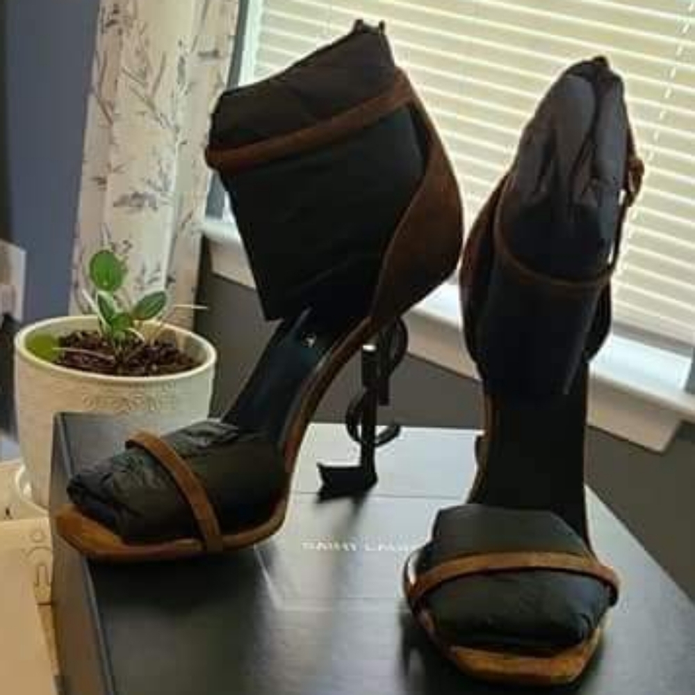 YSL Opyum 110mm Sandal - Brown Suede - Picture 3 of 3